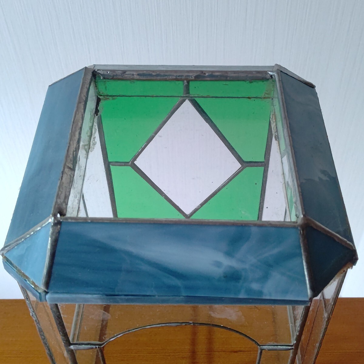 ステンドグラス テラリウム インテリア 置物 飾り オブジェ レトロ 2個 中古 送料無料 即決