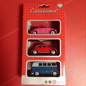 Cararama(kala llama ) Volkswagen 1/43 CIassic die-cast metal 3 pcs. set Beetle cabriolet * Beetle * microbus minicar 