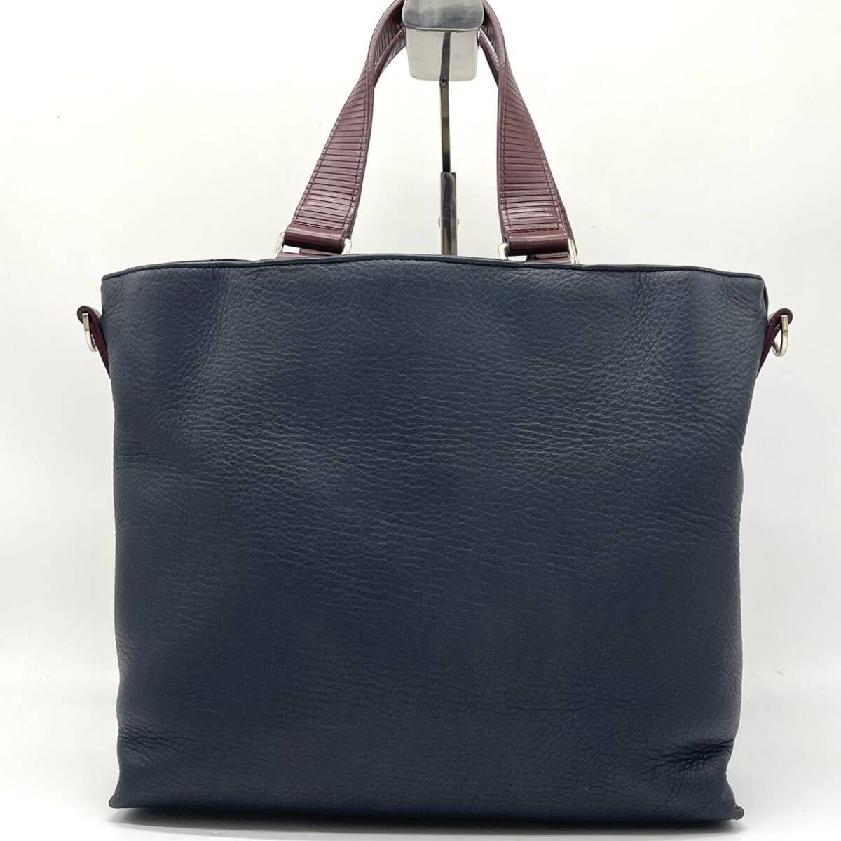 1円〜美品【入手困難/A4収納可】Paul Smith ポールスミス トートバッグ ビジネス レザー 本革 シボ ハンド 通勤 ブリーフケース メンズ 紺の画像4