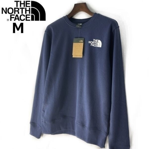 1円～!売切!【正規新品】THE NORTH FACE LOGO PULLOVER CREW トレーナー スウェット US限定 裏起毛 男女兼用 ロゴプリント(M)紺181130-18_画像1