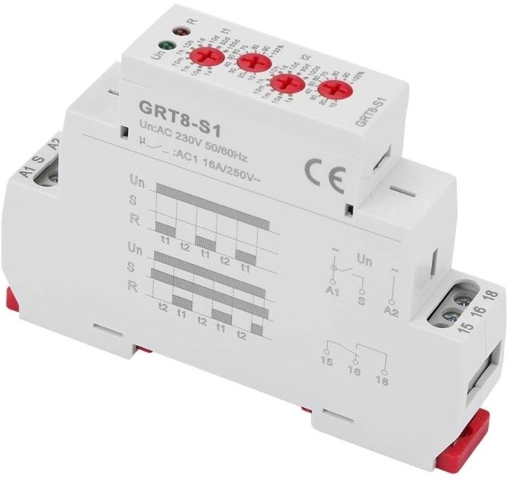 サイクルタイマーリレー、GRT8S1 AC 230V 小サイクル遅延制御、LED インジケータ付き、電源オフ遅延時間用
