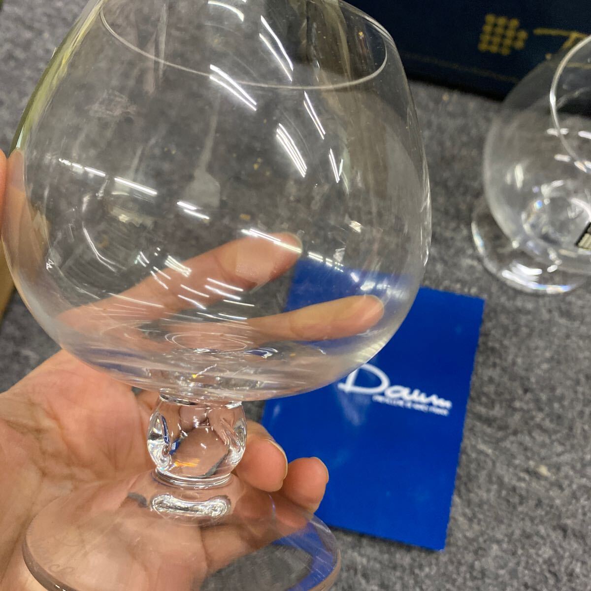 04176 未使用Daum France ドーム フランス ブランデーグラス ワイングラス 2客セット クリア ガラス食器の画像4