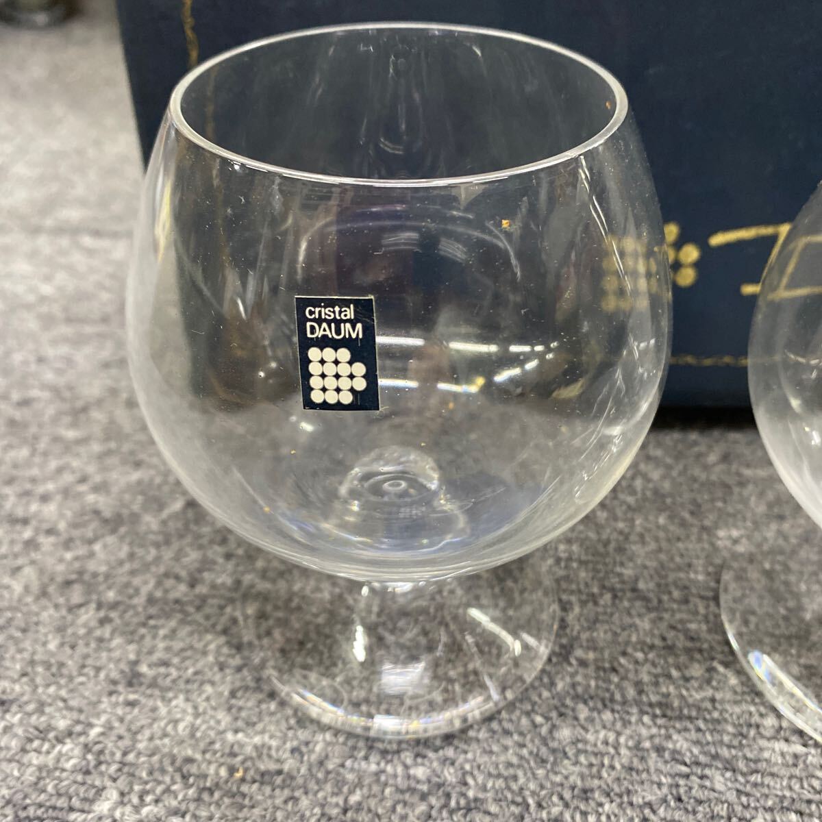 04176 未使用Daum France ドーム フランス ブランデーグラス ワイングラス 2客セット クリア ガラス食器の画像2