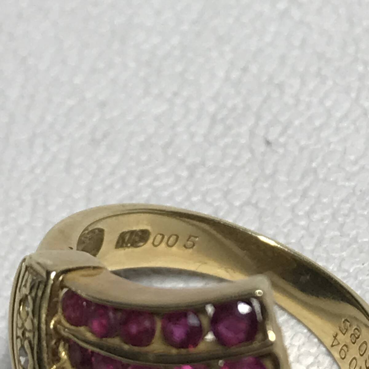 TG13 ヴィンテージ デザインゴールドリング 指輪 K18 005 R094 S085 約10号 7.2gの画像8