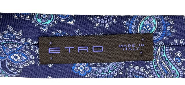 エトロ ネクタイ ペイズリー ネイビー 紺 ブルー 青 シルク 100％ メンズ ＥＴＲＯ 【中古】_画像5