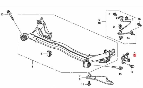 未使用 ホンダ 純正品 シビック FN2 タイプR ユーロ 左 リア リヤホイル ホイール スピンドル_画像3