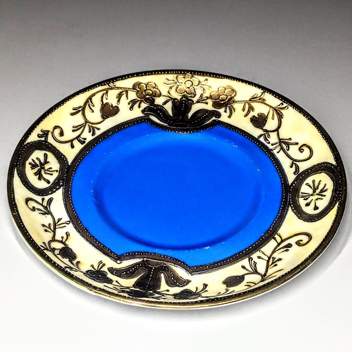  Old Nippon gold . on . pattern map Galland equipment ornament turquoise blue cabinet cup & saucer 