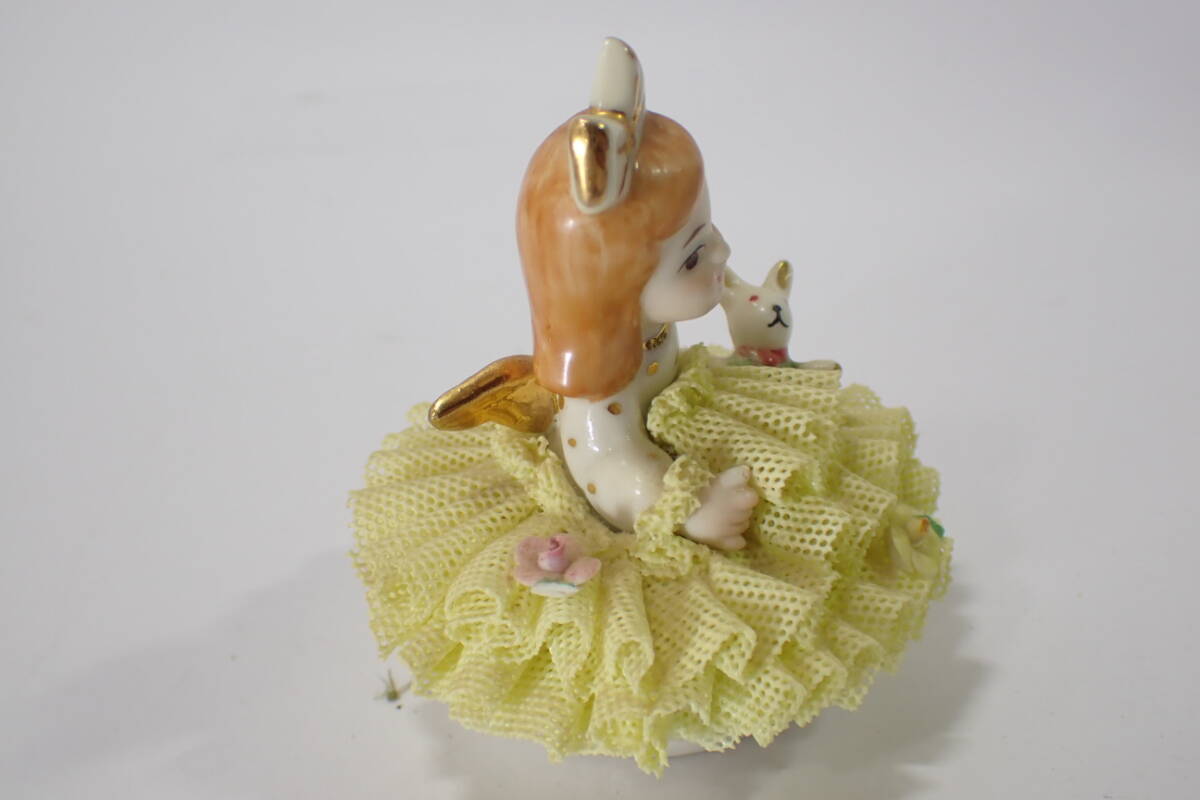 83614 Irish Dresden Angel Doll アイリッシュ ドレスデン エンジェルドール 陶器 レース 人形 置物 ビンテージの画像3