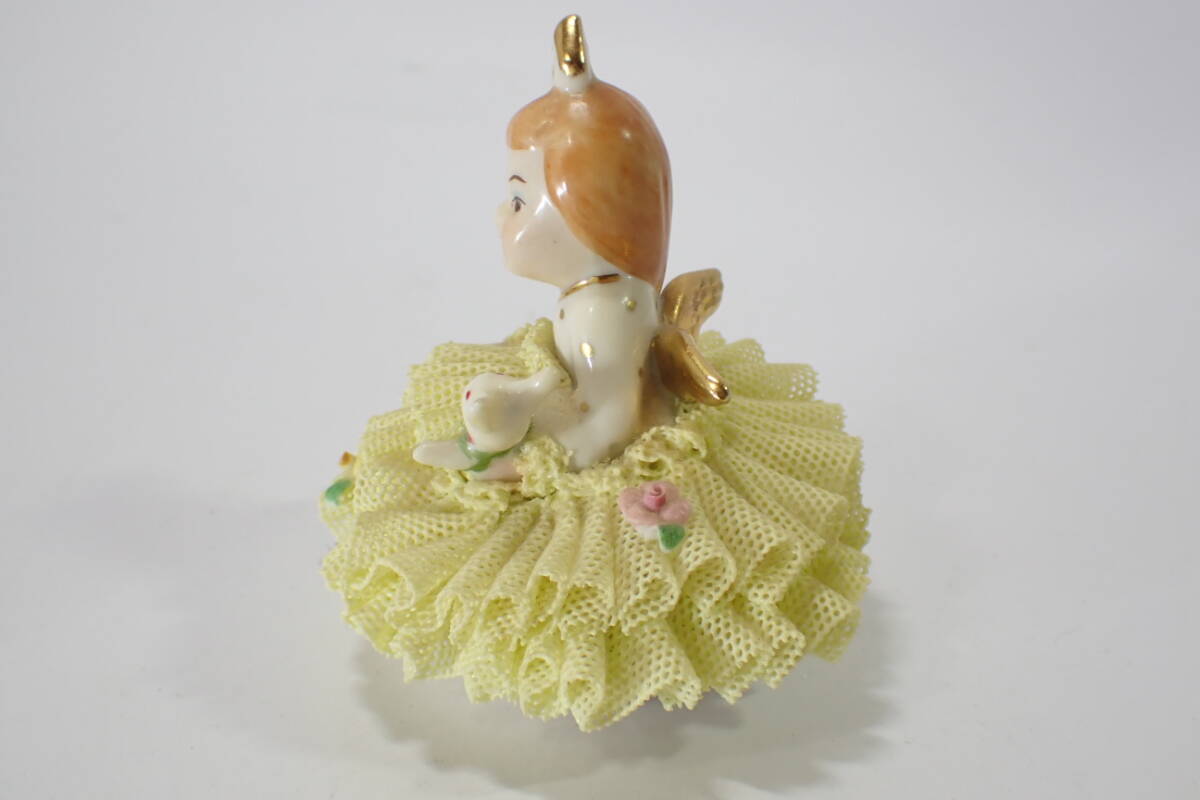 83614 Irish Dresden Angel Doll アイリッシュ ドレスデン エンジェルドール 陶器 レース 人形 置物 ビンテージの画像4