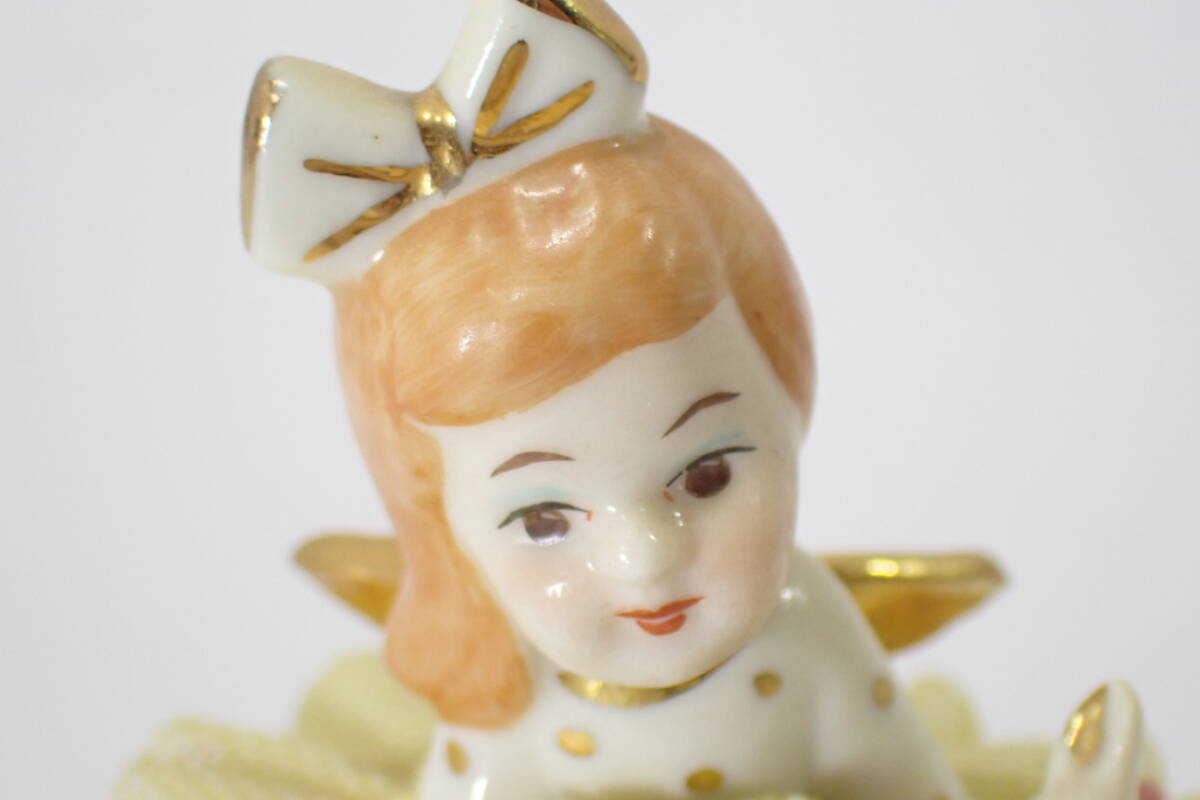 83614 Irish Dresden Angel Doll アイリッシュ ドレスデン エンジェルドール 陶器 レース 人形 置物 ビンテージの画像8