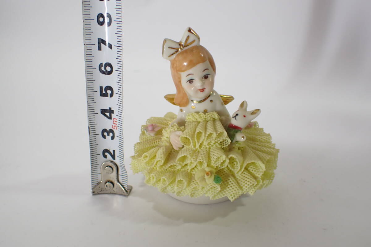 83614 Irish Dresden Angel Doll アイリッシュ ドレスデン エンジェルドール 陶器 レース 人形 置物 ビンテージの画像10