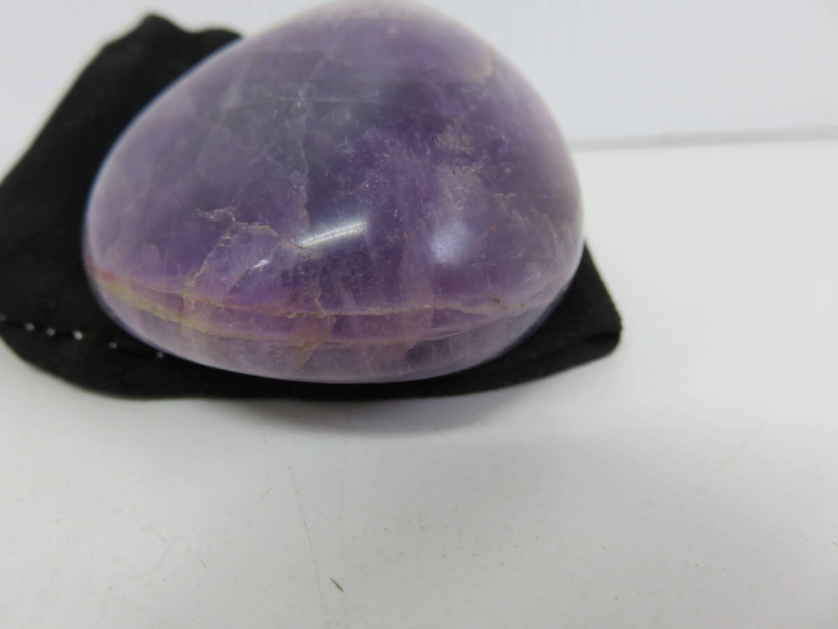 天然石 アメジスト 紫水晶 磨き石 パワーストーン 鉱物 置物 インテリア 御守 巾着付の画像10