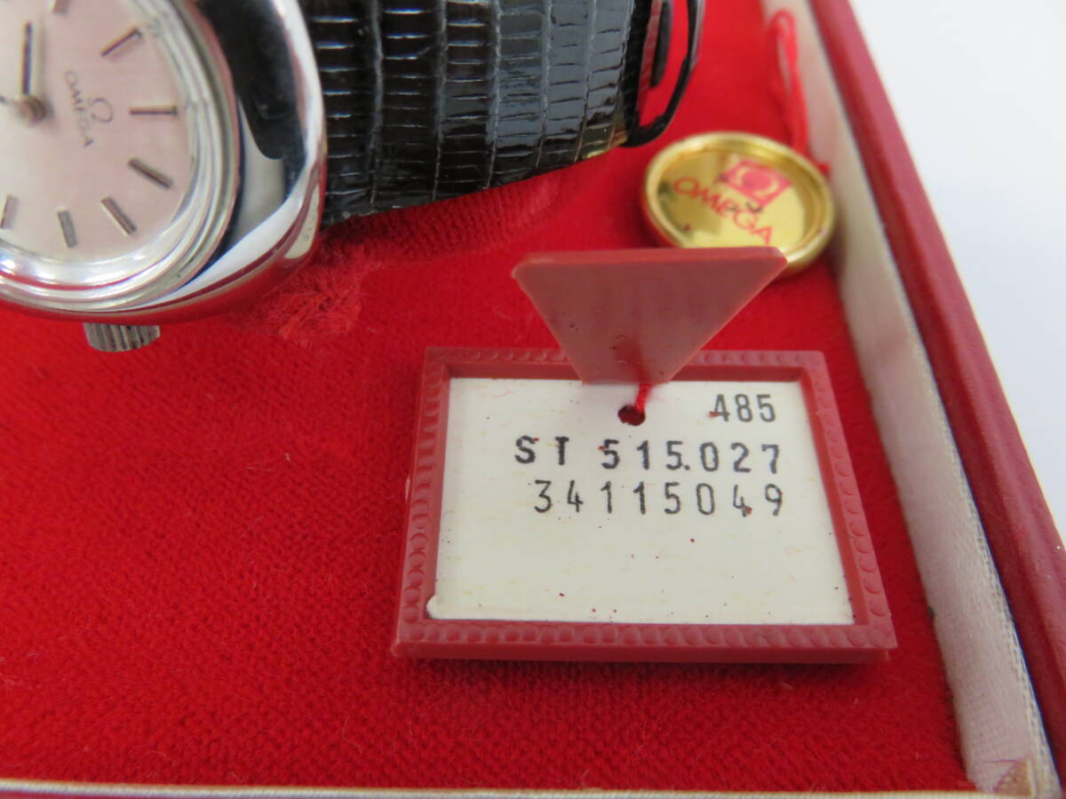 オメガ デビル 515.027 Cal.485 手巻き 2針 動作品 革ベルト シルバー レディース 腕時計 ケース付  OMEGA DE VILLE の画像2