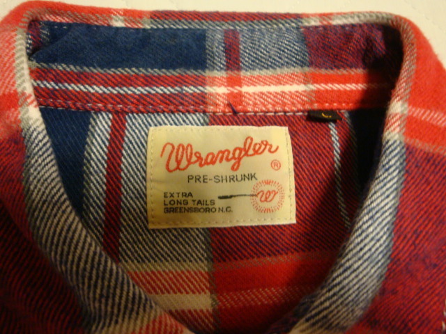 ★Wrangler　ラングラー　ウエスタンシャツ　Size/L　　長袖　　赤白青　トリコロール　チェック　【レターパック発送・520円】_画像4