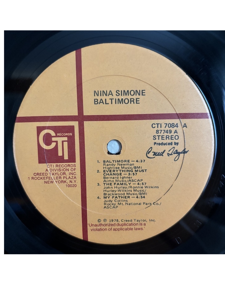 Nina Simone Baltimore US Original LPの画像6