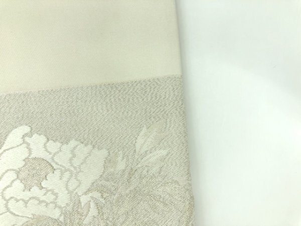 084698# 【1円～】牡丹・菊模様織出し開き名古屋帯（額縁仕立て）の画像3