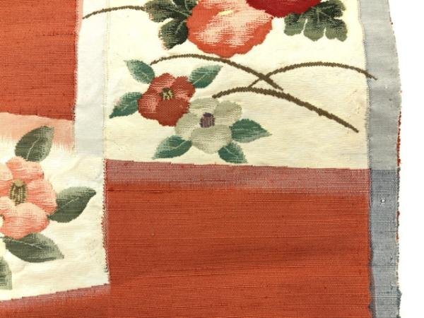 085504# 【1円～】手織り紬菊・椿模様織出し名古屋帯の画像4