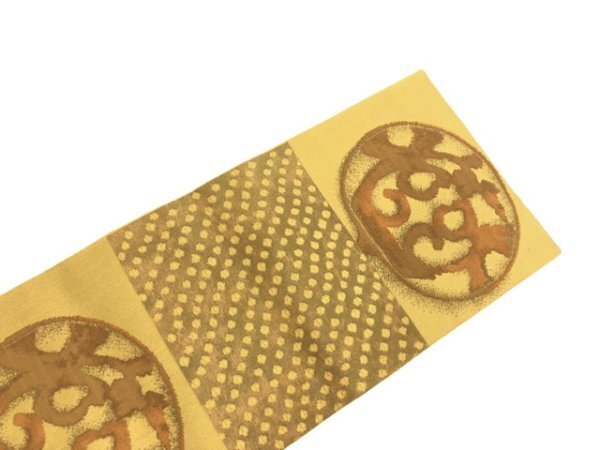 085443# 【1円～】市松に抽象模様織出し名古屋帯の画像9