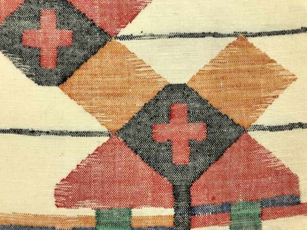085480# 【1円～】手織り紬横段に抽象模様織出し名古屋帯の画像3