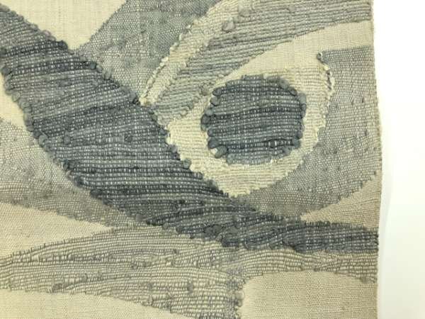 085461# 【1円～】アンティーク 手織り紬抽象模様織出し名古屋帯の画像4