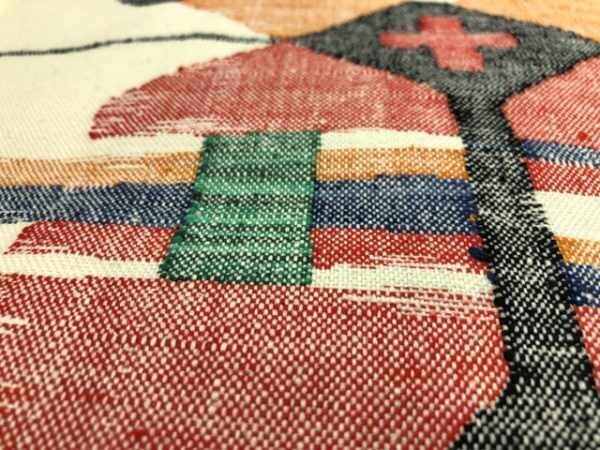085480# 【1円～】手織り紬横段に抽象模様織出し名古屋帯の画像6