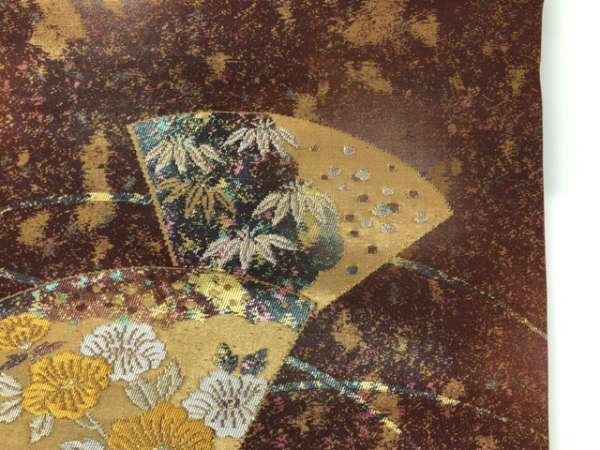 085429# 【1円～】扇子に菊・椿模様織出し名古屋帯の画像3