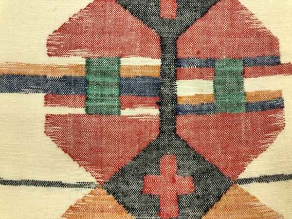 085480# 【1円～】手織り紬横段に抽象模様織出し名古屋帯の画像4