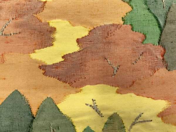 085470# 【1円～】手織り紬樹木模様織出し名古屋帯の画像5