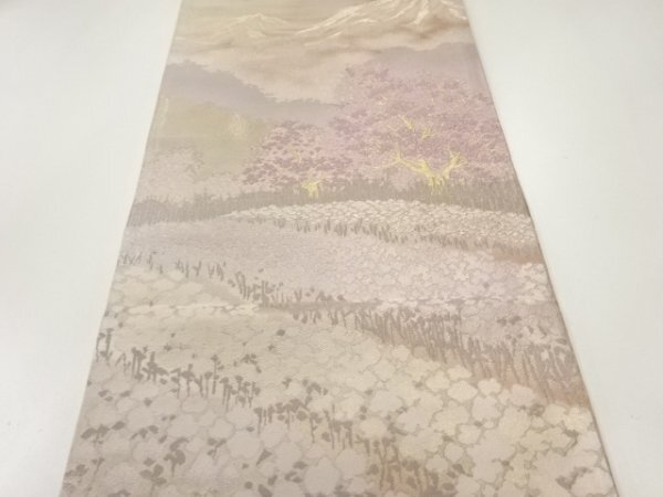 ys6968797; 宗sou 遠山風景模様織出し袋帯（材料）【アンティーク】【着】_画像2