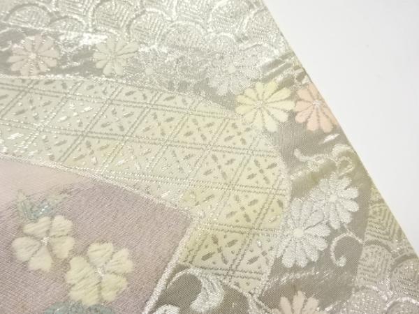 ys6973766; 宗sou 地紙に花鳥模様織り出し袋帯（材料）【アンティーク】【着】_画像5