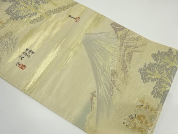 ys6984349; 宗sou 東海道五十三次模様織り出し袋帯（材料）【アンティーク】【着】_画像7