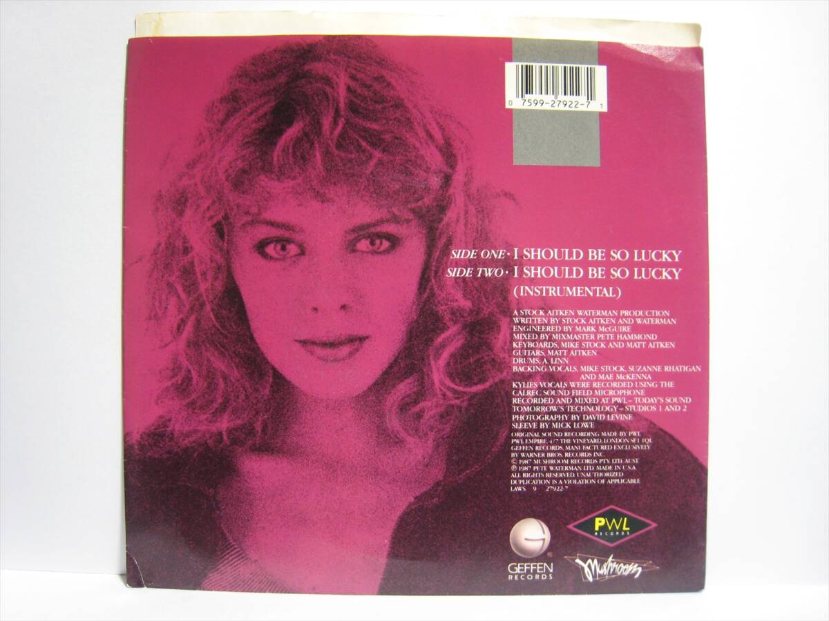 【7”】 KYLIE MINOGUE / I SHOULD BE SO LUCKY US盤 カイリー・ミノーグ ラッキー・ラブ_画像3