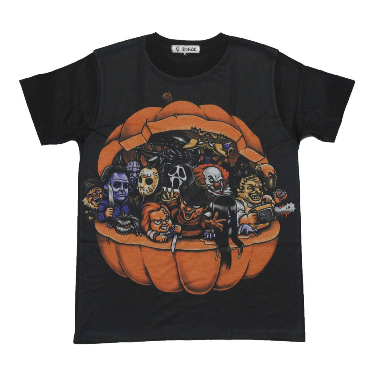 映画Tシャツ ホラー ハロウィン チャッキー ジェイソン 子供 パンプキン 仮装 かわいい おもしろTシャツ メンズ 半袖★tsr0604-blk-xl_画像1