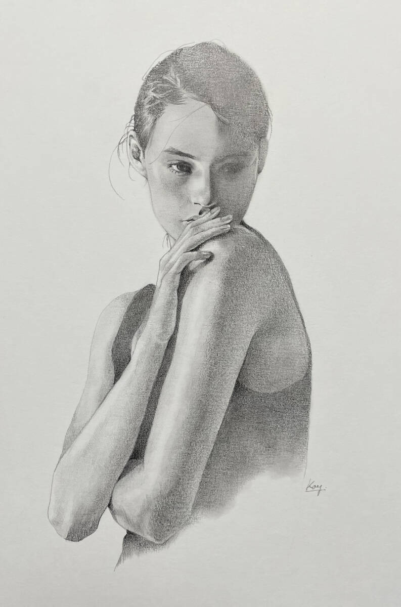 ドローイング 鉛筆画 人物画 女性#89【A4】の画像1