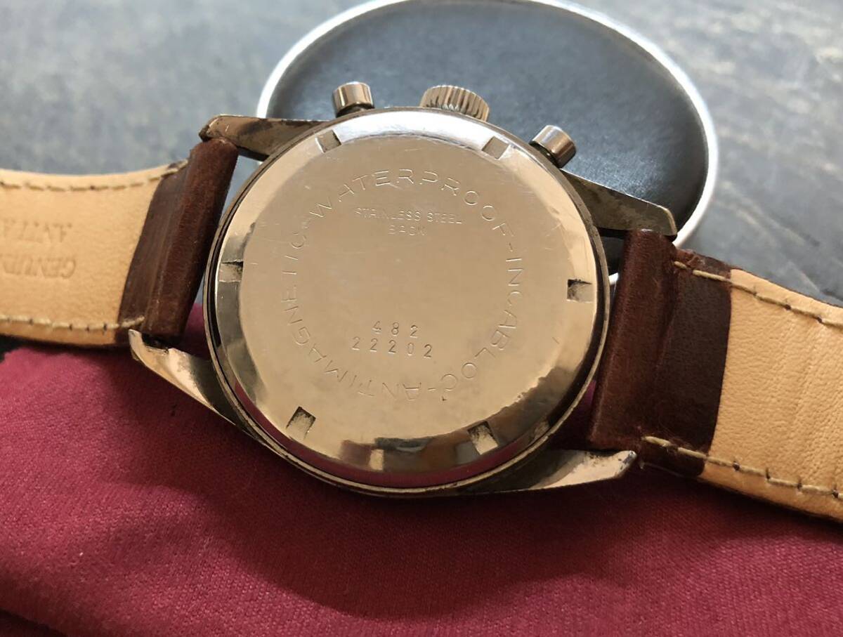 [ rare rare ]vintage mechanical chronograph 1960*s Leuba Louis Switzerland made machine hand winding chronograph Landeron248 Ran te long installing Vintage 