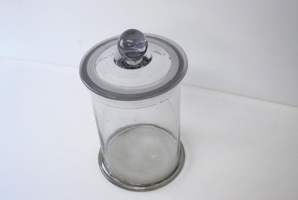 蓋付ガラス瓶 筒型 51cm レトロ ビンテージ 収納 透明 8.7kg [G594]の画像2