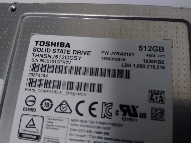 ■ SSD ■ 512GB （5139時間）　東芝　正常判定　送料無料_画像3