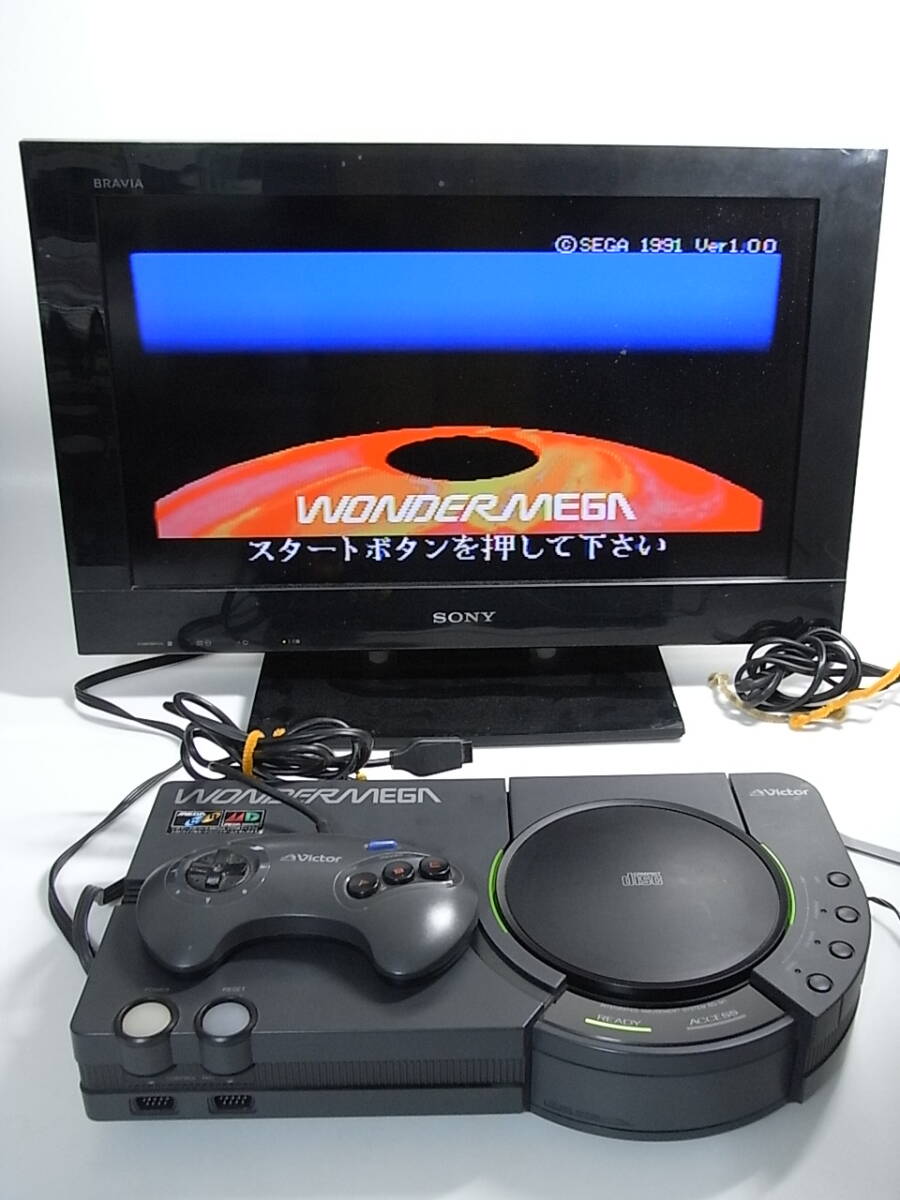 【当時物】初代 Victor ビクター WONDERMEGA ワンダーメガ RG-M1 本体 コントローラー RG-CP1 ACアダプター 付き メガドライブ MEGA-CD MDの画像1