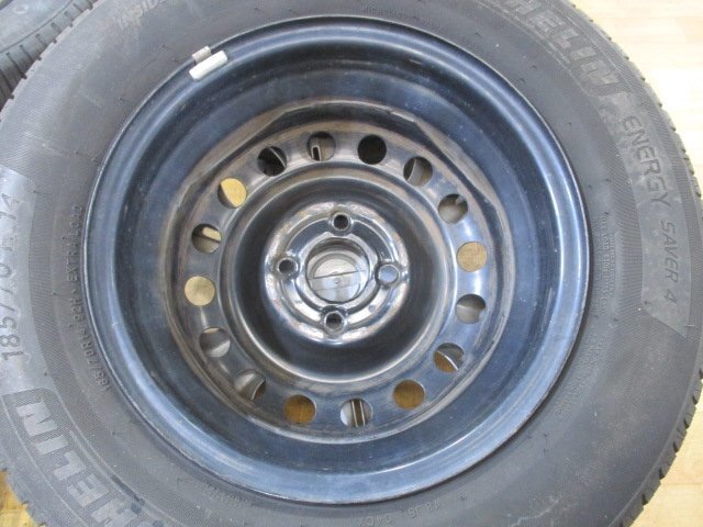 溝有り 日産 E12 ノート 純正 スチールホイール タイヤ 4本セット 4H-100 14インチ 5.5J 185/70R14 ミシュラン ENERGY SAVER4 2020年製造の画像4