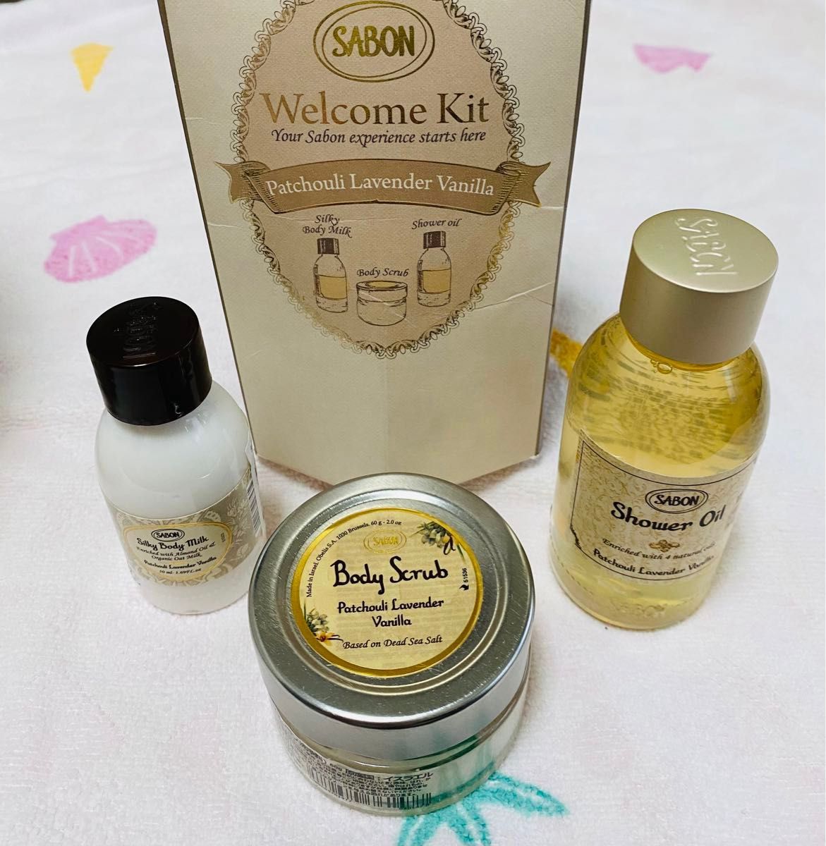 サボン ウェルカムキット パチュリラベンダーバニラ/SABON ボディスクラブ シャワーオイル シルキーボディミルク ボディミルク