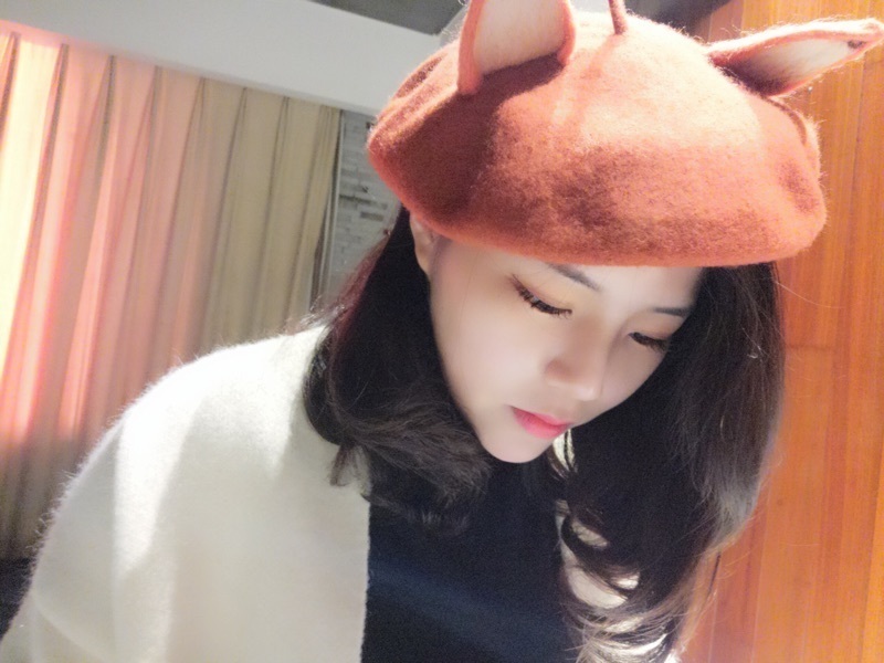 キツネのベレー帽 ニット帽 帽子 小物 おしゃれ かわいい レディース ファッション 韓国 秋冬 ウールYWQ1876_画像2