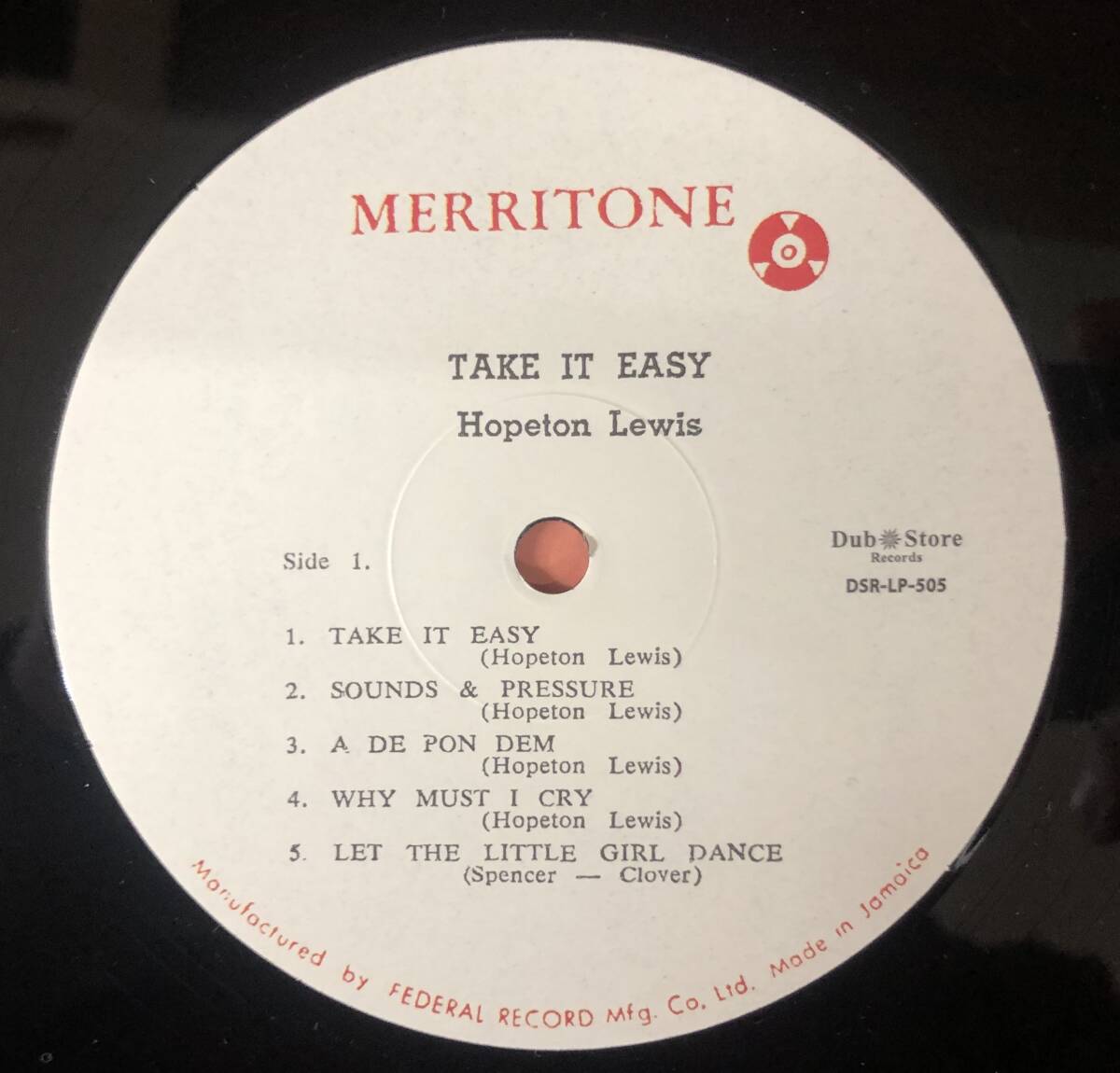 LPレコード：Hopeton Lewis "Take It Easy" With The "Rock Steady" Beat（再発盤）DSR-LP-505の画像4