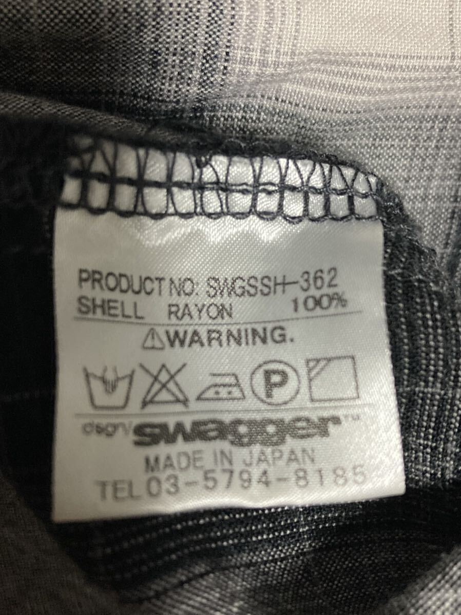 SWAGGER スワッガー オンブレチェック オープンカラー半袖シャツ Ｍ レーヨン 日本製 ビンテージ チェック _画像10