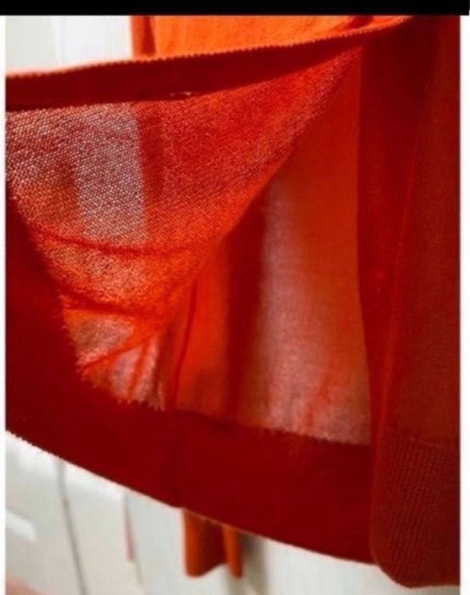 ユニクロ　長袖　シアーカーディガン　ライトＶネックカーディガン　薄手　カーディガン　羽織り　オレンジ　Sサイズ　サラサラ素材