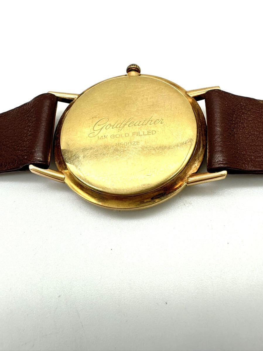 □セイコー 腕時計 ゴールドフェザー JI5002E 手巻き 25石 14K 筆記体ロゴ ゴールド 稼働品 メンズ SEIKO GOLDFEATHER_画像4
