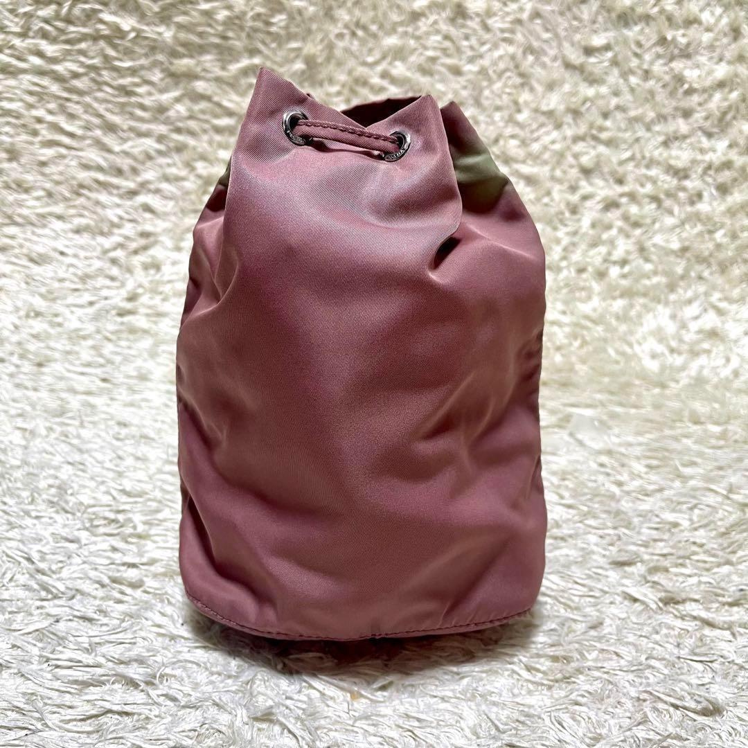 [ guarantee - attaching / rare color ]PRADA Prada pouch Mini pouch shoulder bag triangle Logo plate pink nylon 