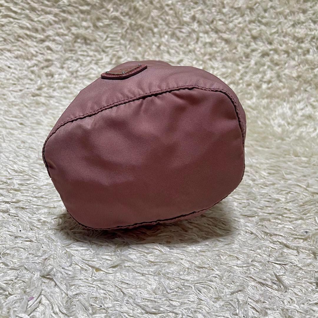 [ guarantee - attaching / rare color ]PRADA Prada pouch Mini pouch shoulder bag triangle Logo plate pink nylon 