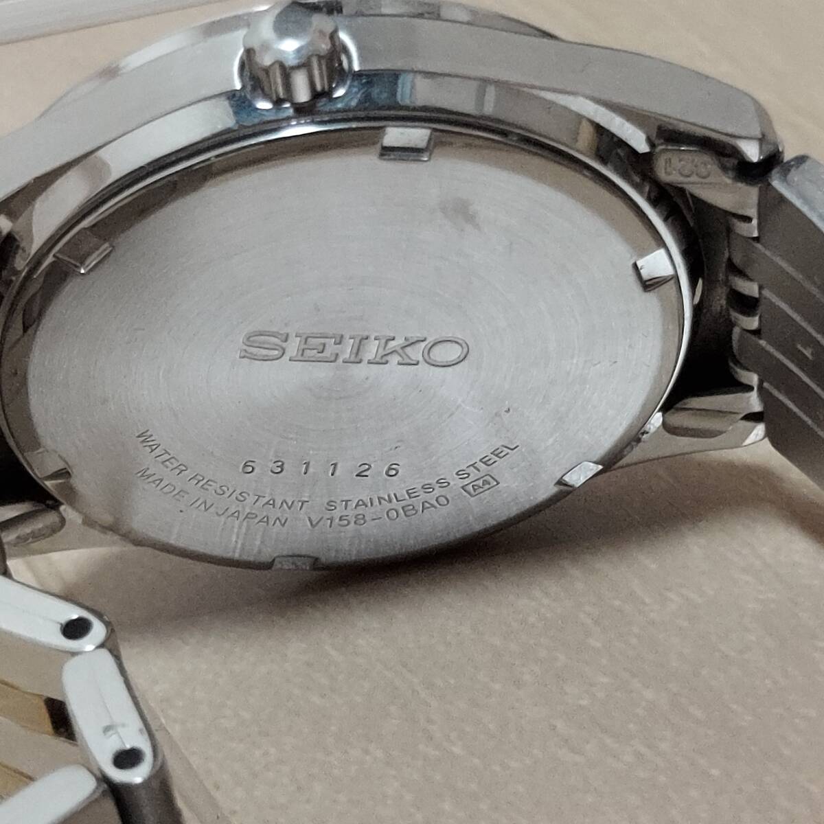 SEIKO セイコー SOLAR ソーラー腕時計 V158-0BA0 白文字盤 デイデイト 3針 中古 現状品◆21430の画像8