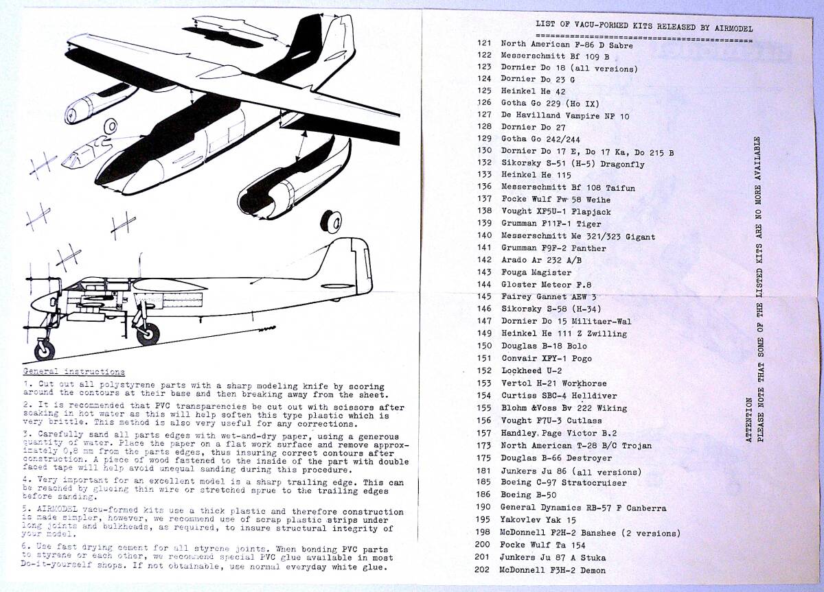 Airmodel エアモデル 1/72 ハインケル He 119 & フォッケウルフ TA154 モスキート 真空成形キット プラモデル 2個まとめ売り 未組立の画像9
