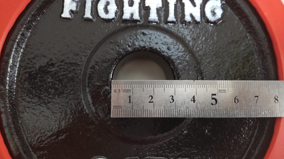 ファイティングロード ラバー ダンベル 1.25kg×4、2.5kg×4、シャフト×2 合計約20kg プレート 径28mm レッド ゴム 筋トレ #エの画像4